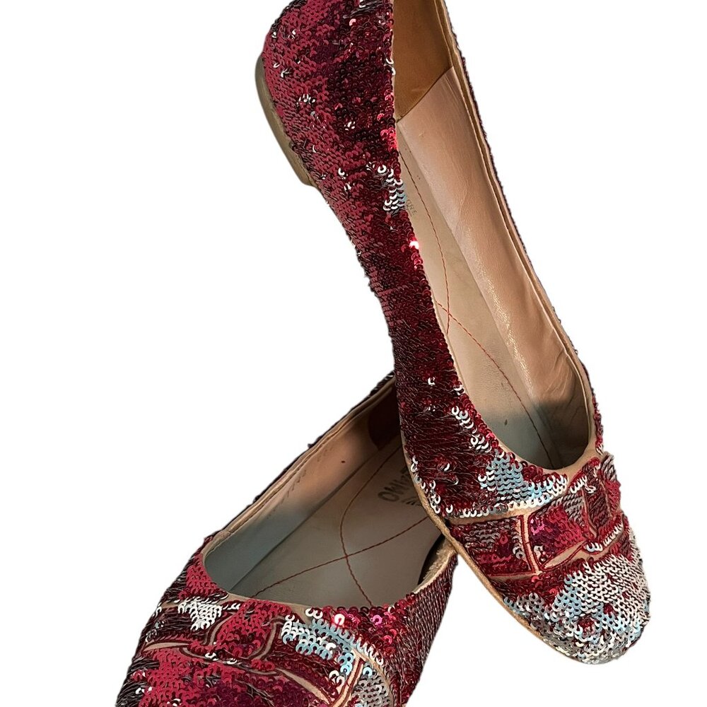 Ruby Silver Reversible Sequin Flats Salvatore Fer… - image 3